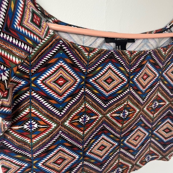 🌲5/$20🌲Forever 21 Women's Crop Top Diamond Brown Southwestern Pattern - Picture 4 of 4